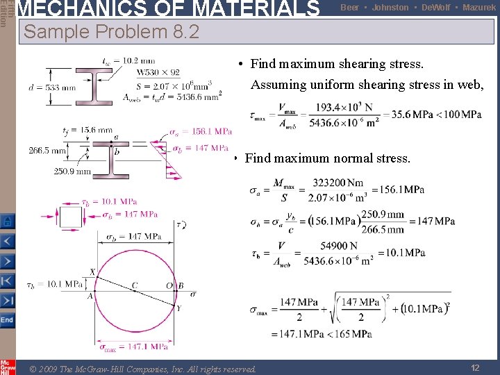 Fifth Edition MECHANICS OF MATERIALS Beer • Johnston • De. Wolf • Mazurek Sample Fifth Edition MECHANICS OF MATERIALS Beer • Johnston • De. Wolf • Mazurek Sample
