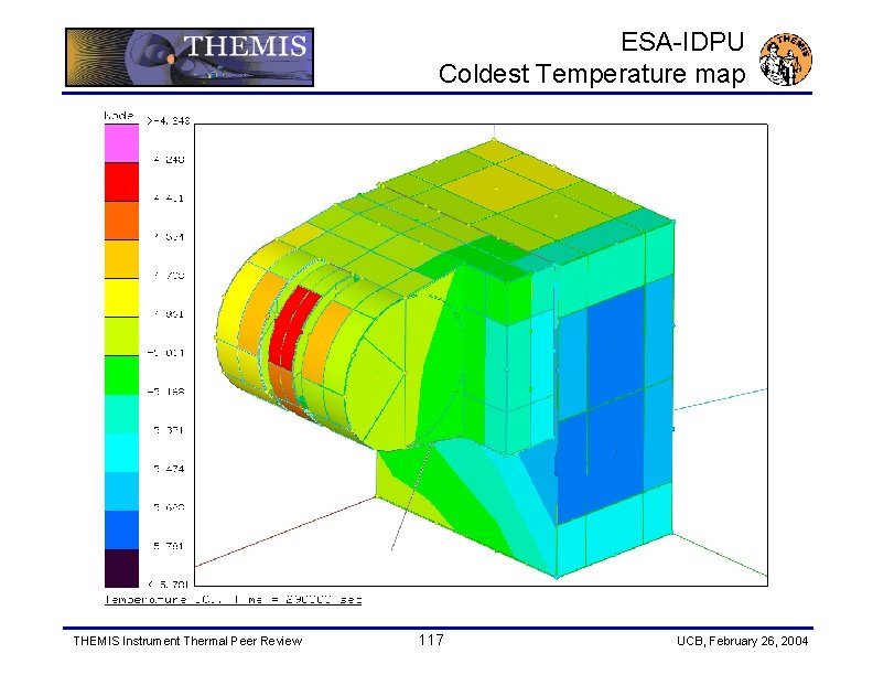 ESA-IDPU Coldest Temperature map THEMIS Instrument Thermal Peer Review 117 UCB, February 26, 2004