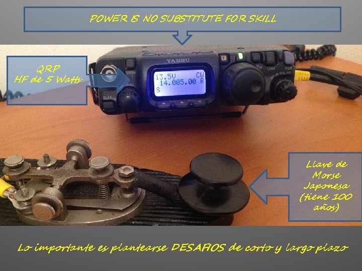 POWER IS NO SUBSTITUTE FOR SKILL QRP HF de 5 Watts Llave de Morse