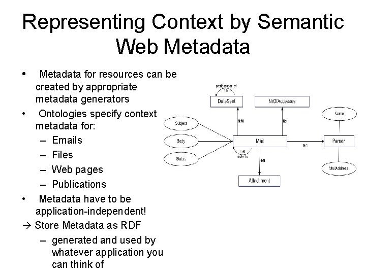 Representing Context by Semantic Web Metadata • Metadata for resources can be created by