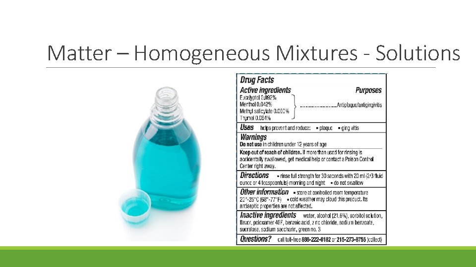 Matter – Homogeneous Mixtures - Solutions 