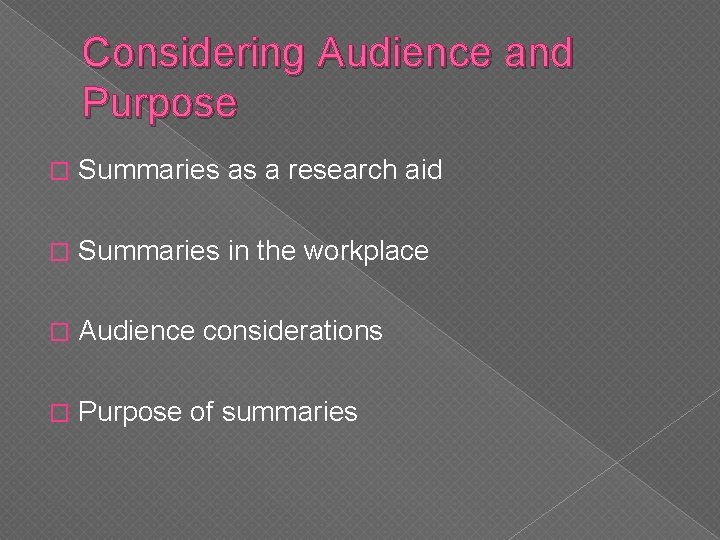 Chapter 9 Summarizing Research Findings and Other Information
