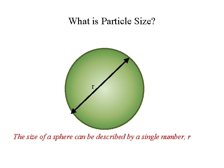 What is Particle Size? r The size of a sphere can be described by