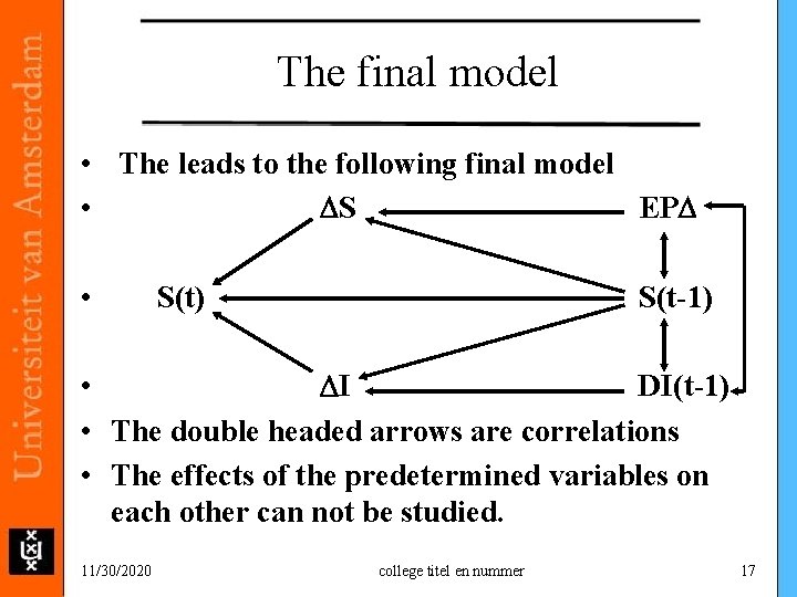 The final model • The leads to the following final model • DS EPD