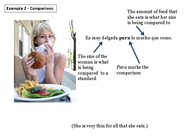 Example 2 - Comparison The amount of food that she eats is what her