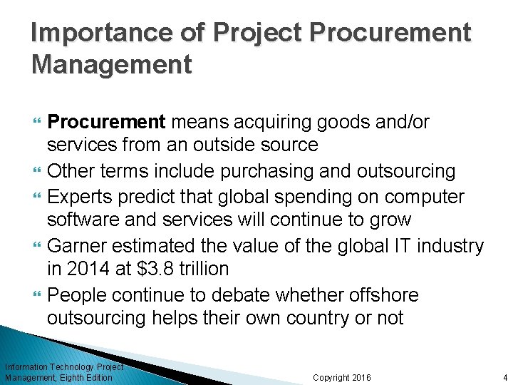 Importance of Project Procurement Management Procurement means acquiring goods and/or services from an outside Importance of Project Procurement Management Procurement means acquiring goods and/or services from an outside
