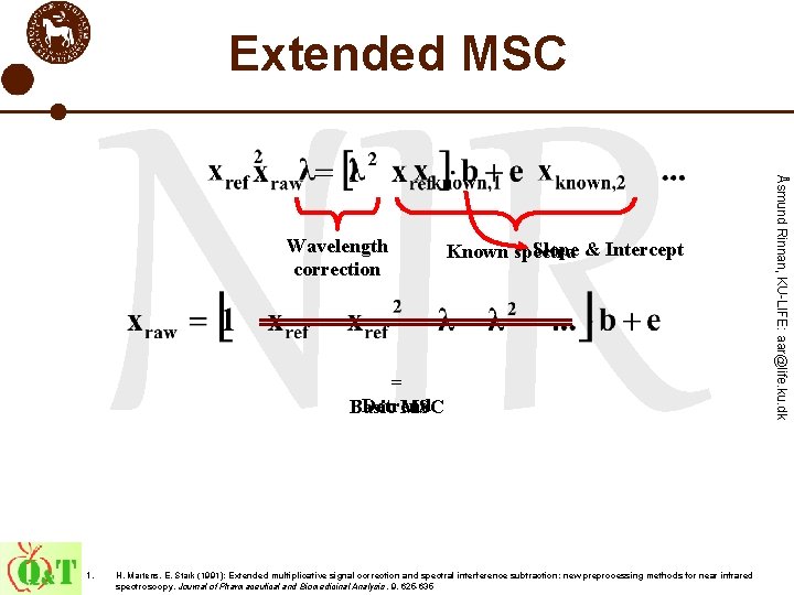 Extended MSC Slope & Intercept Known spectra = Detrend Basic MSC 1. H. Martens,