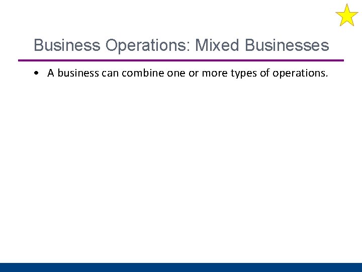 Business Operations: Mixed Businesses • A business can combine or more types of operations.