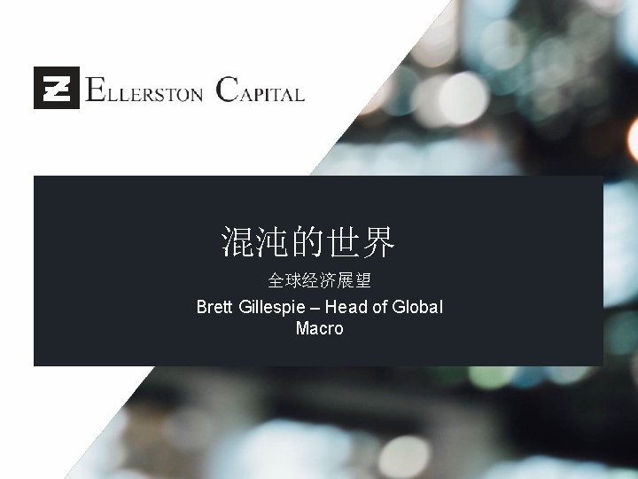 混沌的世界 全球经济展望 Brett Gillespie – Head of Global Macro 11 1 