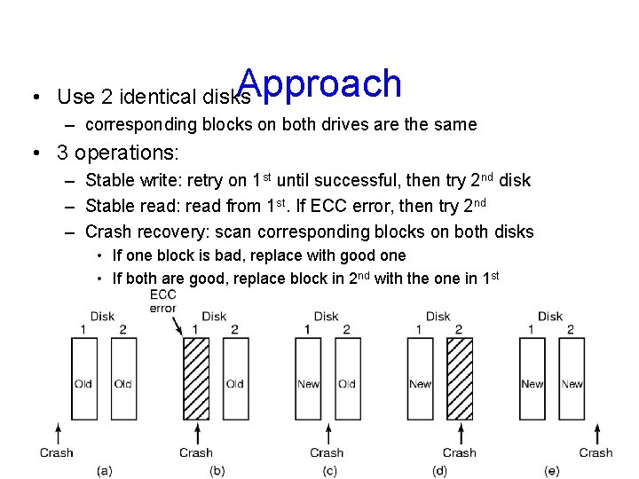 Approach • Use 2 identical disks – corresponding blocks on both drives are the