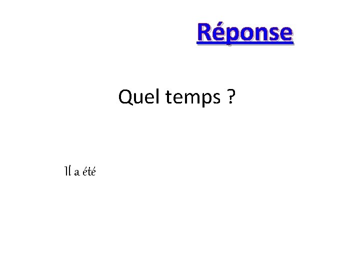 Réponse Quel temps ? Il a été 