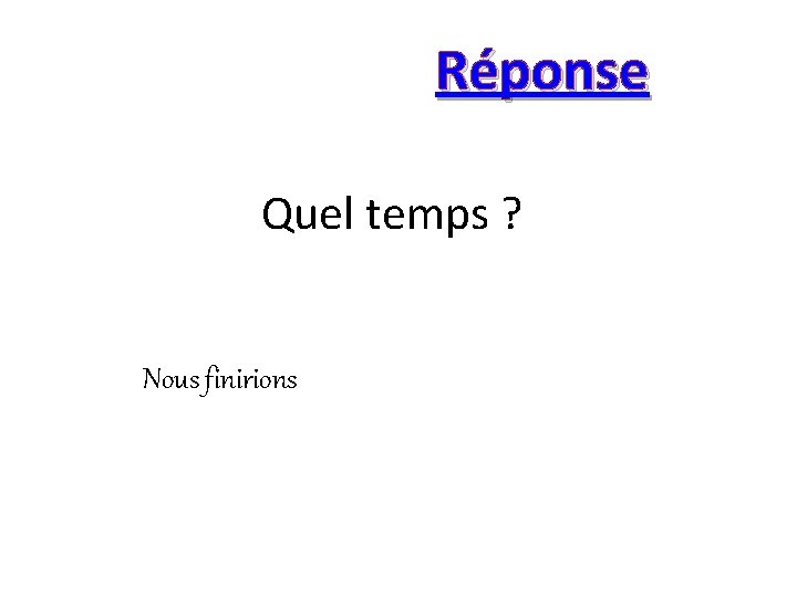 Réponse Quel temps ? Nous finirions 