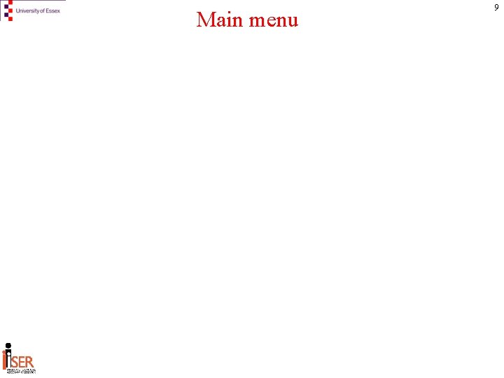 Main menu 9 