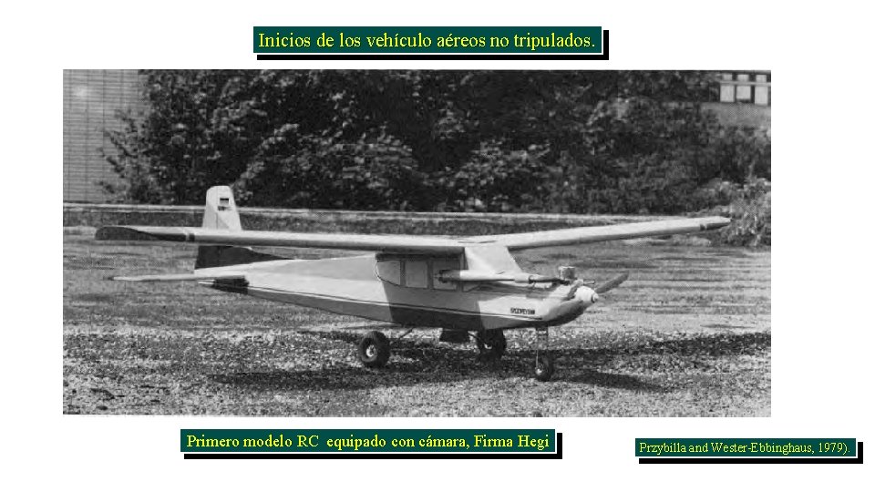 Inicios de los vehículo aéreos no tripulados. Primero modelo RC equipado con cámara, Firma