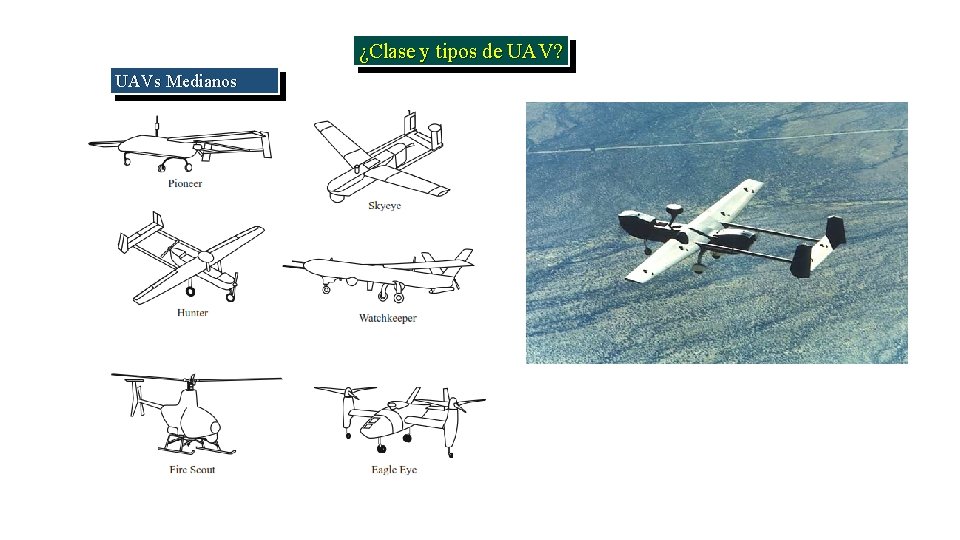 ¿Clase y tipos de UAV? UAVs Medianos 