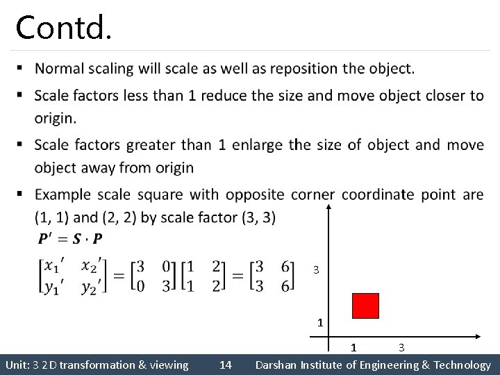 Contd. § 3 1 Unit: 3 2 D transformation & viewing 14 1 3