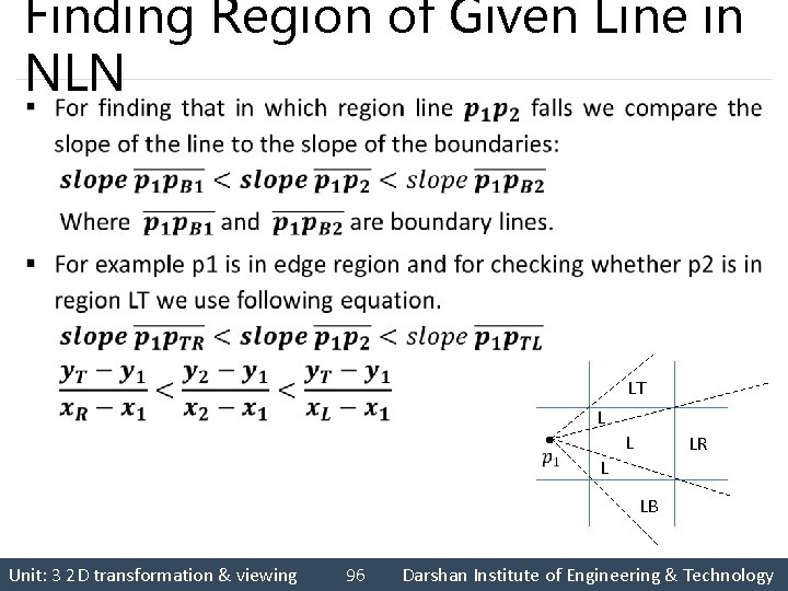 Finding Region of Given Line in NLN § LT L L LR L LB