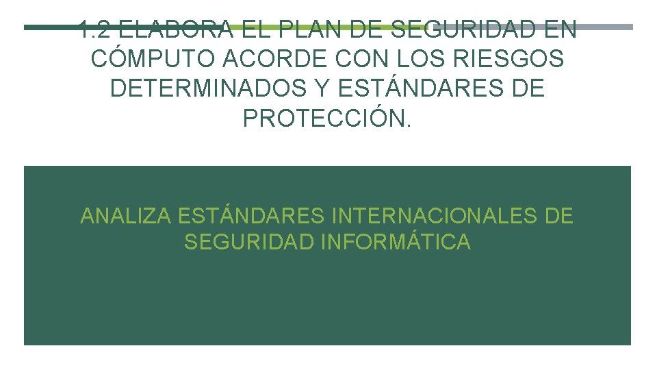 1. 2 ELABORA EL PLAN DE SEGURIDAD EN CÓMPUTO ACORDE CON LOS RIESGOS DETERMINADOS