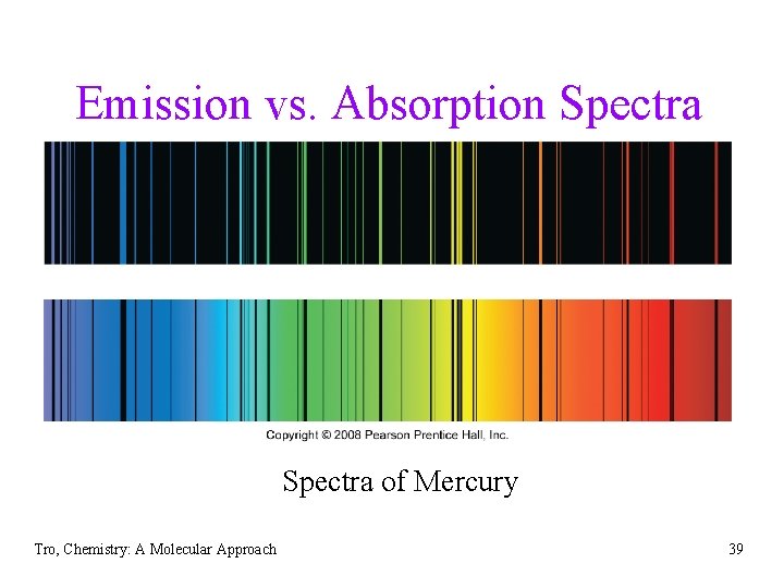 Emission vs. Absorption Spectra of Mercury Tro, Chemistry: A Molecular Approach 39 
