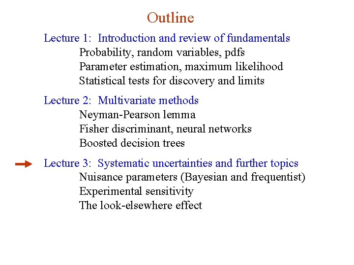 Outline Lecture 1: Introduction and review of fundamentals Probability, random variables, pdfs Parameter estimation,