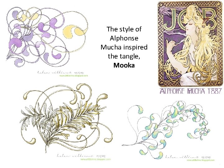 The style of Alphonse Mucha inspired the tangle, Mooka The style of Alphonse Mucha inspired the tangle, Mooka