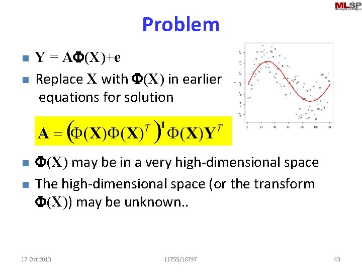 Problem n n Y = AF(X)+e Replace X with F(X) in earlier equations for