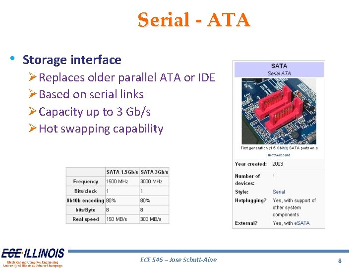 Serial - ATA • Storage interface Ø Replaces older parallel ATA or IDE Ø Serial - ATA • Storage interface Ø Replaces older parallel ATA or IDE Ø