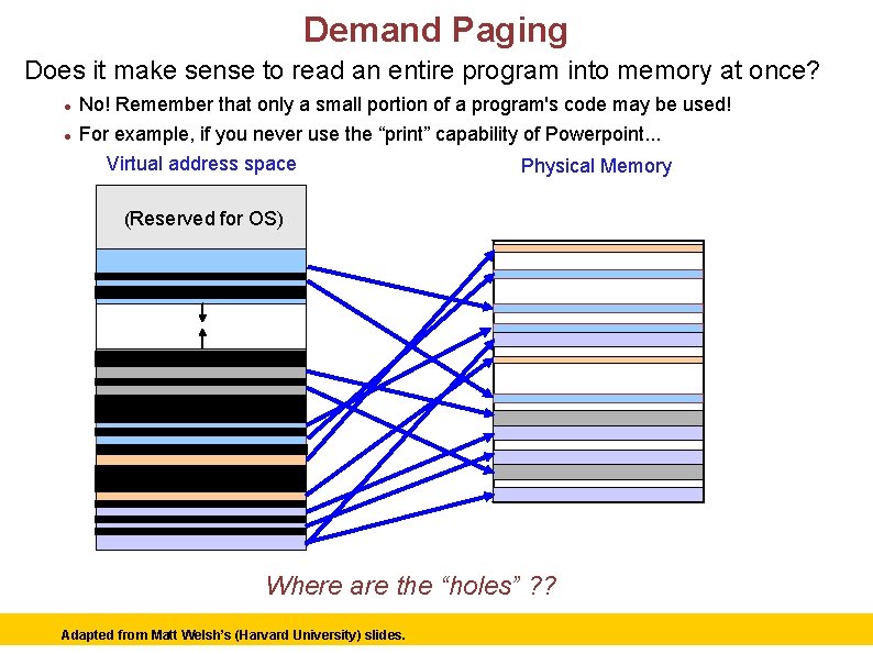 Demand Paging Does it make sense to read an entire program into memory at