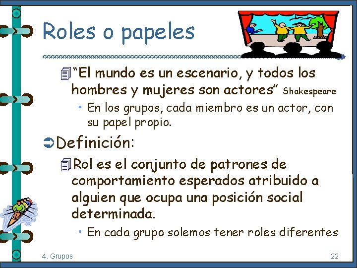 Roles o papeles 4“El mundo es un escenario, y todos los hombres y mujeres