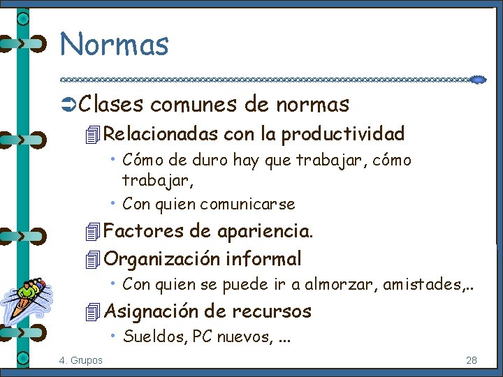 Normas Ü Clases comunes de normas 4 Relacionadas con la productividad • Cómo de