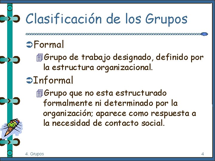 Clasificación de los Grupos Ü Formal 4 Grupo de trabajo designado, definido por la