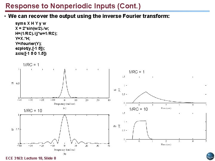 Response to Nonperiodic Inputs (Cont. ) • We can recover the output using the