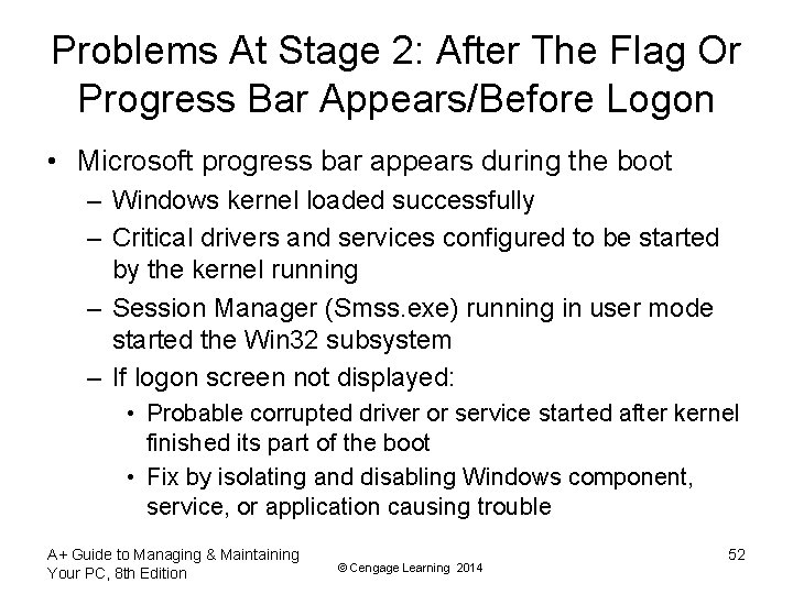 Problems At Stage 2: After The Flag Or Progress Bar Appears/Before Logon • Microsoft