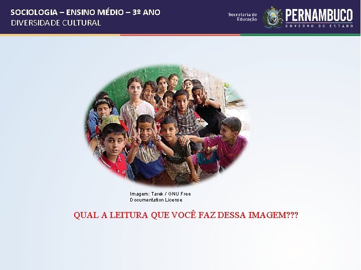 SOCIOLOGIA – ENSINO MÉDIO – 3º ANO DIVERSIDADE CULTURAL Imagem: Tarek / GNU Free