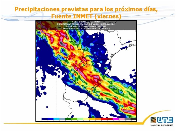 Precipitaciones previstas para los próximos días, Fuente INMET (viernes) Precipitaciones previstas para los próximos días, Fuente INMET (viernes)