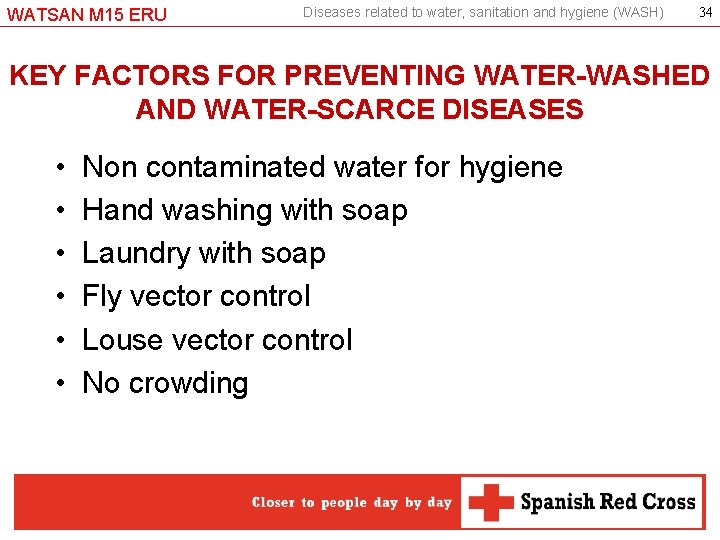 WATSAN M 15 ERU Diseases related to water, sanitation and hygiene (WASH) 34 KEY
