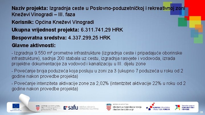 Naziv projekta: Izgradnja ceste u Poslovno-poduzetničkoj i rekreativnoj zoni Kneževi Vinogradi – III. faza