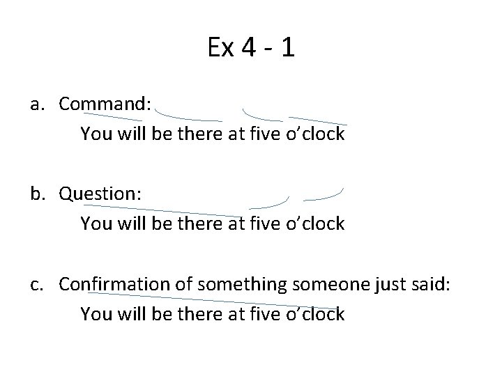 Ex 4 - 1 a. Command: You will be there at five o’clock b.