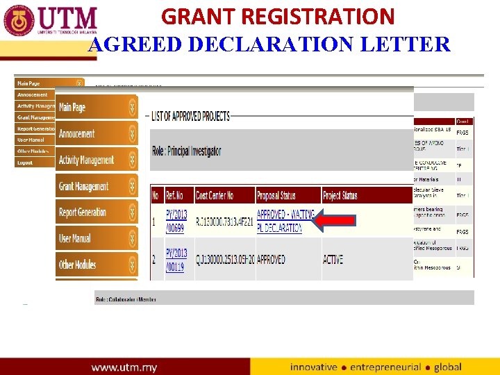 GRANT REGISTRATION AGREED DECLARATION LETTER 