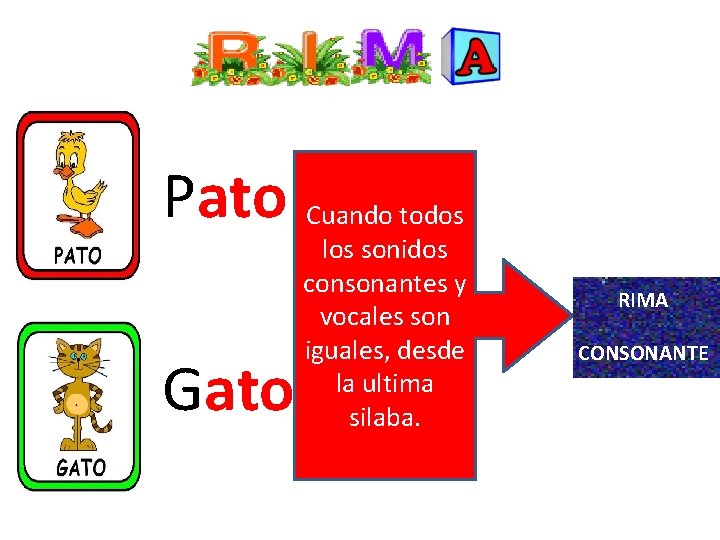 Pato Cuando todos Gato los sonidos consonantes y vocales son iguales, desde la ultima