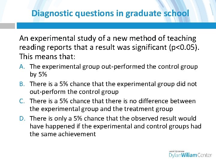 Diagnostic questions in graduate school An experimental study of a new method of teaching
