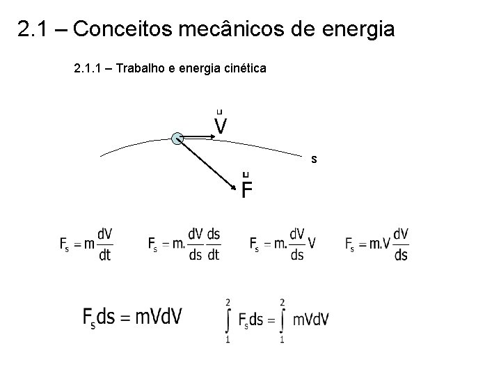 2. 1 – Conceitos mecânicos de energia 2. 1. 1 – Trabalho e energia 2. 1 – Conceitos mecânicos de energia 2. 1. 1 – Trabalho e energia