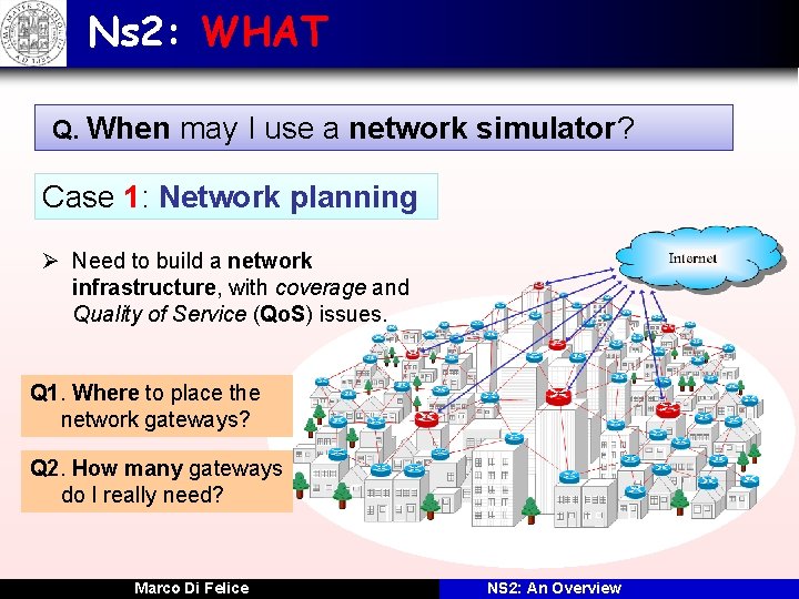 Ns 2: WHAT Q. When may I use a network simulator? Case 1: Network