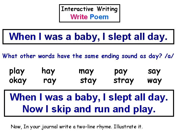 Interactive Writing Write Poem When I was a baby, I slept all day. What