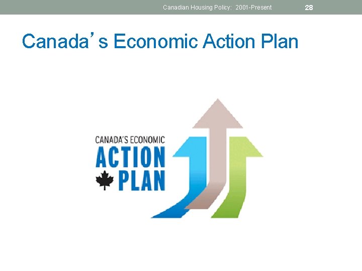 Canadian Housing Policy: 2001 -Present Canada’s Economic Action Plan 28 