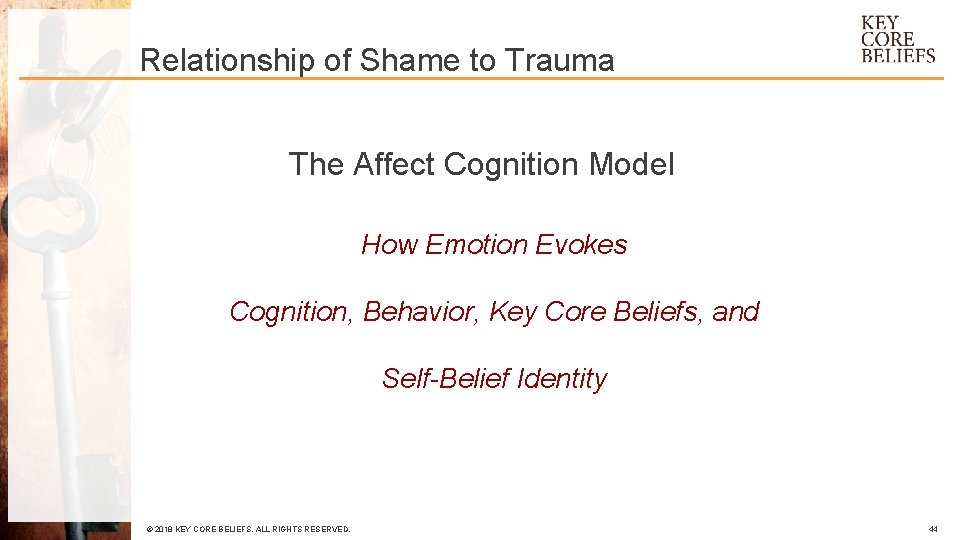 Relationship of Shame to Trauma The Affect Cognition Model How Emotion Evokes Cognition, Behavior,