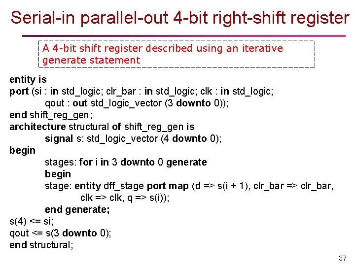 Serial-in parallel-out 4 -bit right-shift register A 4 -bit shift register described using an