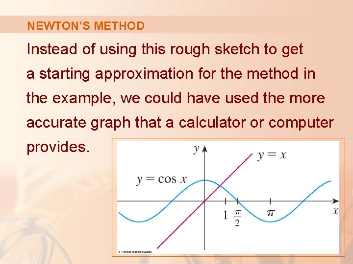 NEWTON’S METHOD Instead of using this rough sketch to get a starting approximation for