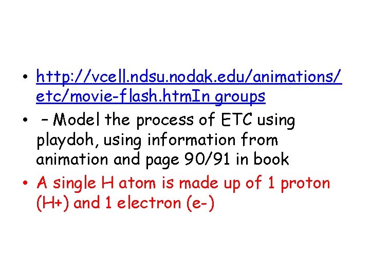  • http: //vcell. ndsu. nodak. edu/animations/ etc/movie-flash. htm. In groups • – Model