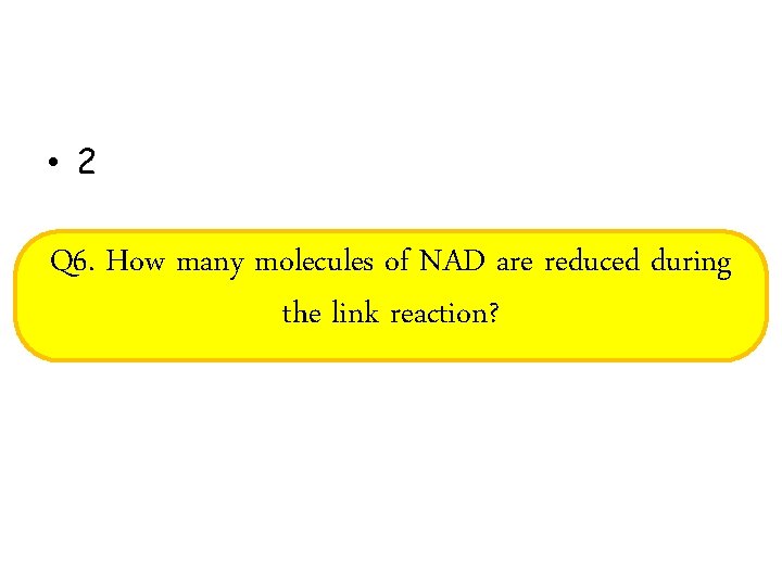  • 2 Q 6. How many molecules of NAD are reduced during the